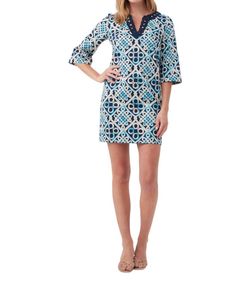 Style 1-1848673474-238 Trina Turk Blue Size 12 Mini V Neck Sleeves Cocktail Dress on Queenly