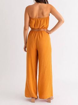 Style 1-2003609710-70 LE LIS Yellow Size 0 Cut Out Strapless Polyester Jumpsuit Dress on Queenly