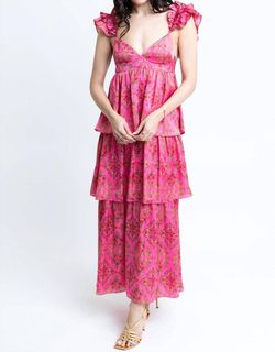 Style 1-2156238127-149 Karlie Pink Size 12 Military Floor Length Floral Straight Dress on Queenly