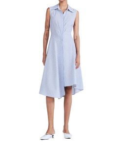 Style 1-2171428554-1901 Derek Lam 10 Crosby Blue Size 6 Free Shipping High Neck Cocktail Dress on Queenly