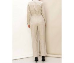 Style 1-2638694214-149 HYFVE Nude Size 12 High Neck Belt Pockets Sleeves Jumpsuit Dress on Queenly