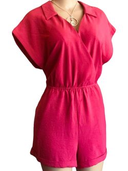 Style 1-2690388018-149 umgee Pink Size 12 High Neck Floor Length Pockets Magenta Jumpsuit Dress on Queenly