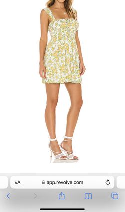 Style 1-2742946174-892 FAITHFULL THE BRAND Yellow Size 8 Sorority Rush Print Mini Cocktail Dress on Queenly