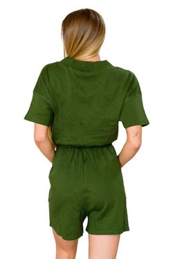 Style 1-2766905411-1464 ZENANA Green Size 28 Mini Pockets Plus Size Jumpsuit Dress on Queenly