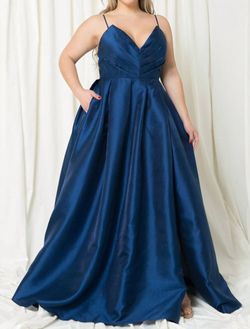 Style 1-3085641118-1557 Maniju Blue Size 28 Tall Height Free Shipping Floor Length Navy Ball gown on Queenly