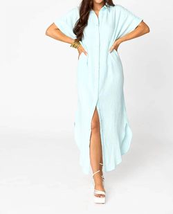 Style 1-330789426-892 BUDDYLOVE Blue Size 8 Mini High Neck Military Turquoise Straight Dress on Queenly