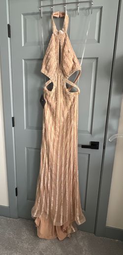 Jasz Couture Nude Size 10 Military Floor Length Halter Pageant Mermaid Dress on Queenly