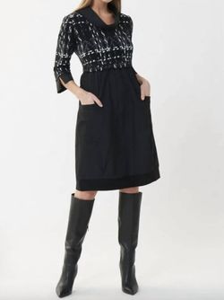 Style 1-3646142469-1498 Joseph Ribkoff Black Size 4 High Neck Sleeves Pockets Grey Cocktail Dress on Queenly