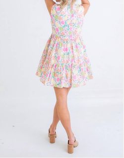 Style 1-3802681294-74 Karlie Pink Size 4 Floral V Neck High Neck Cocktail Dress on Queenly