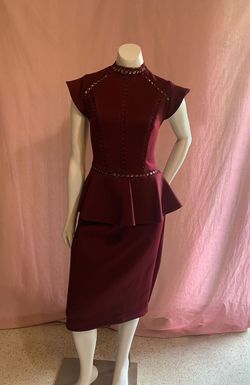 BISOU BISOU Red Size 6 Interview Military Floor Length Pageant A-line Dress on Queenly