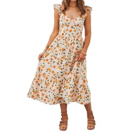 Style 1-389415220-149 TCEC Orange Size 12 Print Sweetheart 1-389415220-149 Cocktail Dress on Queenly