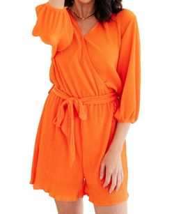 Style 1-3955258810-149 White Birch Orange Size 12 Mini Polyester Plus Size Jumpsuit Dress on Queenly