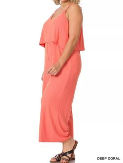 Style 1-40676738-74 ZENANA Pink Size 4 Spandex 1-40676738-74 Floor Length Jumpsuit Dress on Queenly