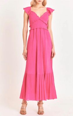 Style 1-548304939-74 LoveShackFancy Pink Size 4 Military Floor Length Straight Dress on Queenly