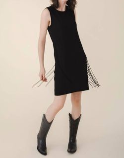 Style 1-561051962-892 PRAIRIE UNDERGROUND Black Size 8 Sorority Rush Fringe Jersey Mini Cocktail Dress on Queenly