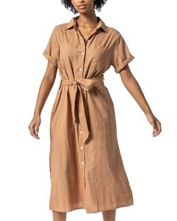 Style 1-671389966-892 Lilla P Brown Size 8 50 Off 1-671389966-892 High Neck Belt Pockets Cocktail Dress on Queenly