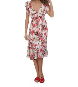 Style 1-1266696662-149 bishop + young Red Size 12 Tall Height Free Shipping Floral Cocktail Dress on Queenly