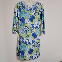 Style 1-1274565802-70 Jean-Pierre Klifa Blue Size 0 Print Sleeves Cocktail Dress on Queenly