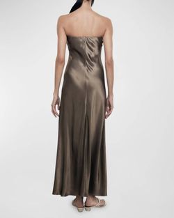 Style 1-1515630948-95 Enza Costa Brown Size 2 Satin Strapless 1-1515630948-95 Straight Dress on Queenly