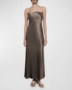 Style 1-1515630948-95 Enza Costa Brown Size 2 Satin Strapless 1-1515630948-95 Straight Dress on Queenly