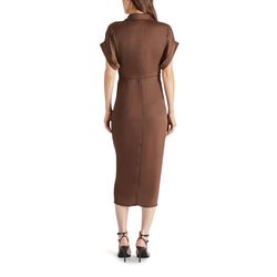 Style 1-1681604865-1498 STEVE MADDEN Brown Size 4 Free Shipping Mini Polyester High Neck Cocktail Dress on Queenly