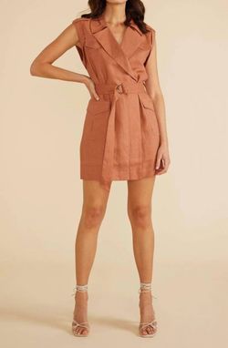 Style 1-1688828097-1691 MINKPINK Brown Size 16 High Neck Belt Pockets Sorority Cocktail Dress on Queenly