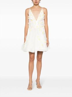 Style 1-1704232055-5 Zimmermann White Size 0 Pattern V Neck Summer Floral Cocktail Dress on Queenly