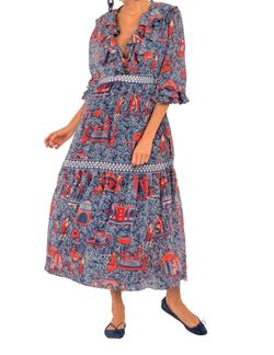 Style 1-1918673413-70 GRETCHEN SCOTT Blue Size 0 Polyester Ruffles Pockets Navy Cocktail Dress on Queenly