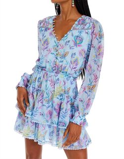 Style 1-2168293736-892 ALLISON NEW YORK Blue Size 8 Free Shipping Mini Polyester Floral Cocktail Dress on Queenly