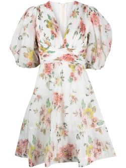 Style 1-2182093515-5 Zimmermann White Size 0 Mini Floral Sorority Bachelorette Cocktail Dress on Queenly