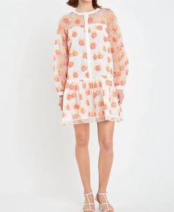 Style 1-221178918-74 English Factory Orange Size 4 Sheer Floral Polyester Cocktail Dress on Queenly