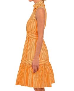 Style 1-2307996445-74 GRETCHEN SCOTT Orange Size 4 Mini High Neck Pockets Sorority Cocktail Dress on Queenly