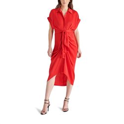 Style 1-2415862726-5 STEVE MADDEN Red Size 0 Sleeves Satin Polyester Cocktail Dress on Queenly