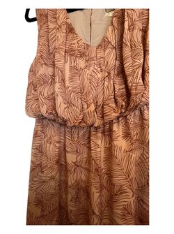 Style 1-2434927670-74 Easel Brown Size 4 Free Shipping V Neck Straight Dress on Queenly