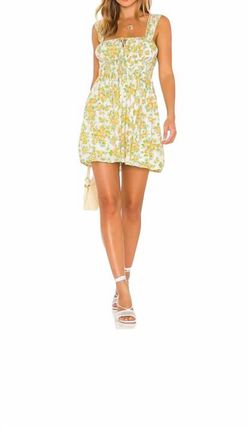 Style 1-2742946174-892 FAITHFULL THE BRAND Yellow Size 8 Sorority Rush Print Mini Cocktail Dress on Queenly