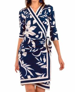 Style 1-2848267002-74 GRETCHEN SCOTT Blue Size 4 Belt Sleeves Sorority Navy Cocktail Dress on Queenly