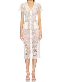 Style 1-3244191704-1498 self-portrait Nude Size 4 Floral Belt Lace Cocktail Dress on Queenly