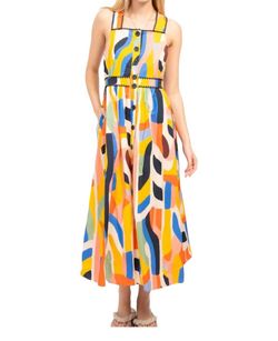 Style 1-325539306-892 Central Park West Yellow Size 8 Print 1-325539306-892 Straight Dress on Queenly