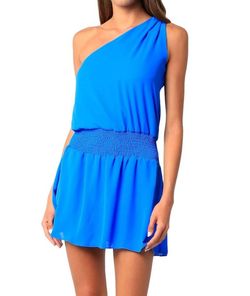 Style 1-3710630078-892 OLIVACEOUS Blue Size 8 Mini Casual Cocktail Dress on Queenly