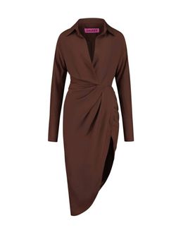 Style 1-3723593382-70 GAUGE 81 Brown Size 0 Silk Cocktail Dress on Queenly