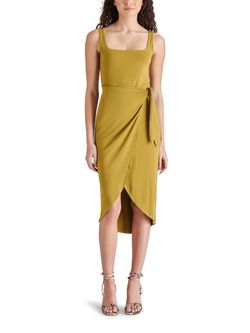 Style 1-3949598600-74 STEVE MADDEN Green Size 4 Free Shipping 1-3949598600-74 Square Neck Cocktail Dress on Queenly