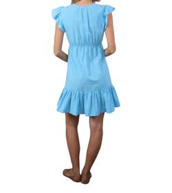 Style 1-4040520070-149 Bluebird Canyon Blue Size 12 Sorority Rush Free Shipping Mini Ruffles Sorority Cocktail Dress on Queenly