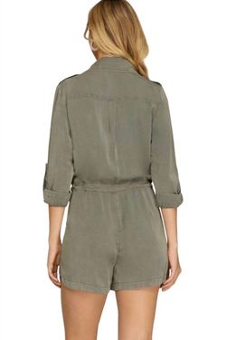 Style 1-4116928764-892 SHE + SKY Green Size 8 Mini High Neck Pockets Olive Jumpsuit Dress on Queenly