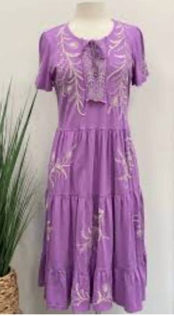 Style 1-446424084-74 Johnny Was Purple Size 4 Free Shipping Military Floor Length Straight Dress on Queenly