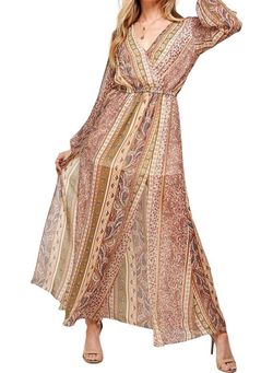 Style 1-705120972-149 Sweet Lemon Brown Size 12 Pattern 1-705120972-149 Long Sleeve Free Shipping Straight Dress on Queenly