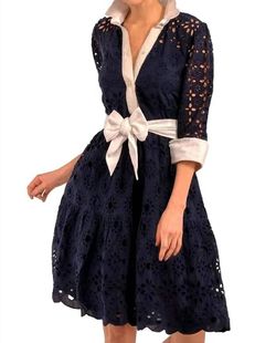 Style 1-835212150-74 GRETCHEN SCOTT Blue Size 4 Belt Pockets Sorority Navy Cocktail Dress on Queenly