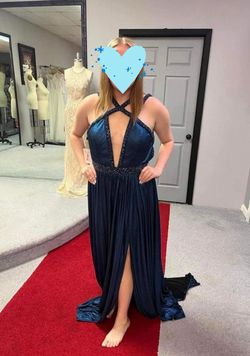 Blue Size 12 Side slit Dress on Queenly