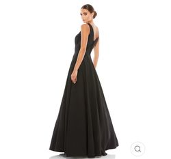 Style 48855 Mac Duggal Black Size 14 Plunge Floor Length Wedding Guest Ball gown on Queenly