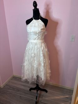 Dress the Population White Size 4 Jersey Bachelorette Engagement Halter Cocktail Dress on Queenly