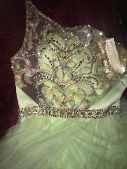 Style 15-158 Madison James Green Size 6 Quinceañera Free Shipping 50 Off Floor Length Pageant Ball gown on Queenly